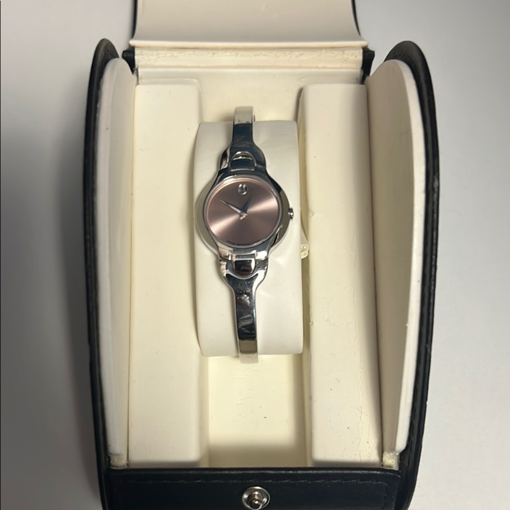 Elegant Movado Silver and Pink Women's Watch